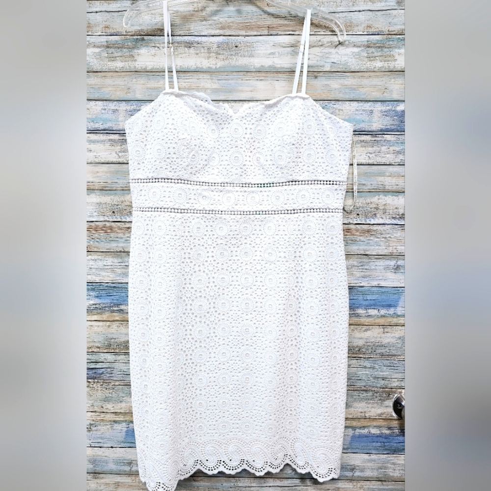 Lilly Pulitzer Jaida Dress Sand Dollar Eyelet Dress with Border Size 16